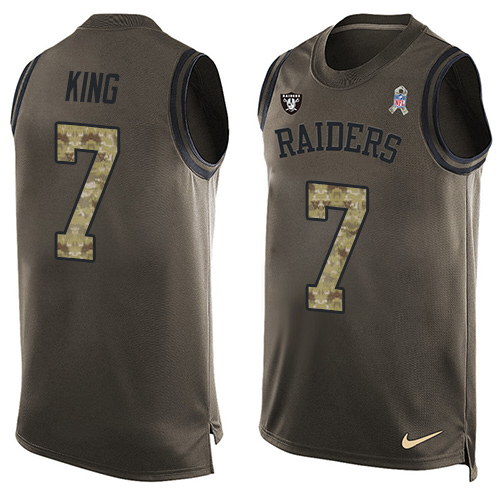 Men's Limited Marquette King Nike Jersey Green - #7 Salute to Service Tank Top NFL Oakland Raiders